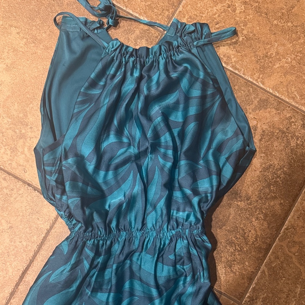 Taylor Teal Patterned Maxi Dress with side cut-outs - Picture 5 of 6